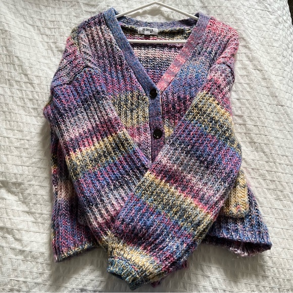 Steve Madden multi colour crocheted button up sweater - Picture 2 of 8